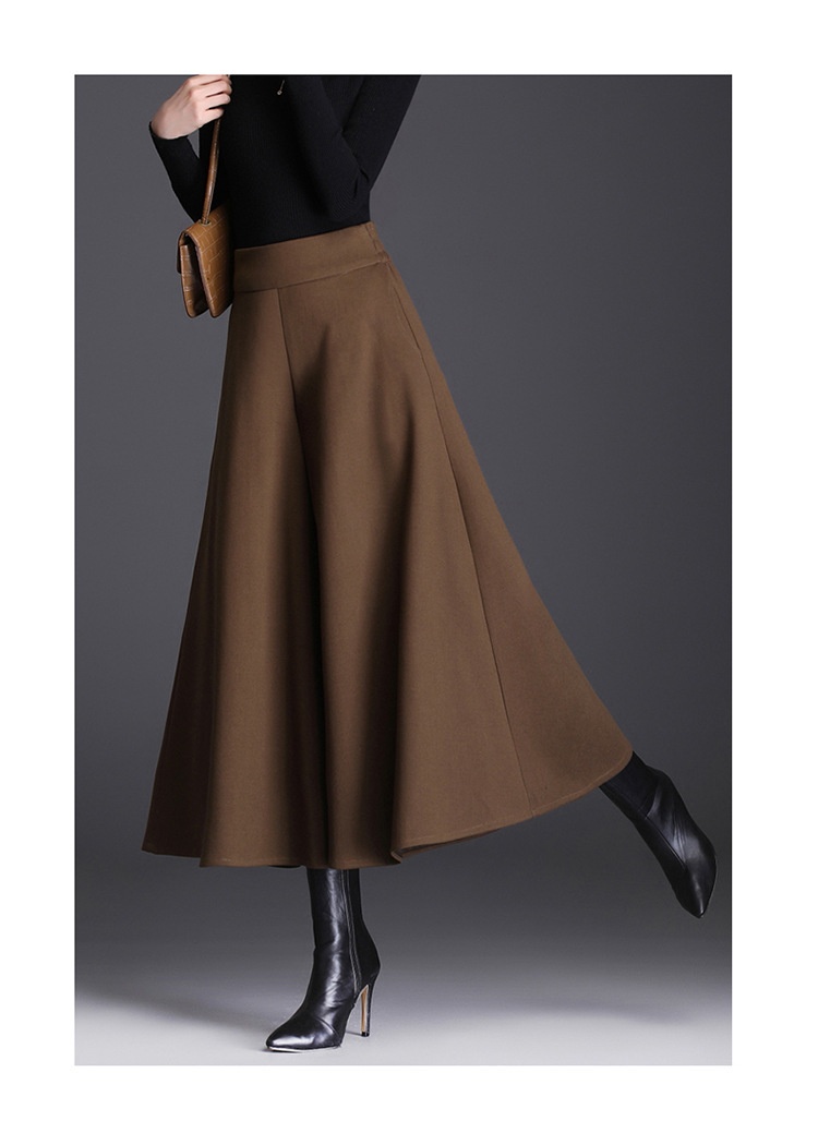 Damen Cropped Pants Mit Hoher Taille Und Weitem Bein Aus Wolle_voghion.com