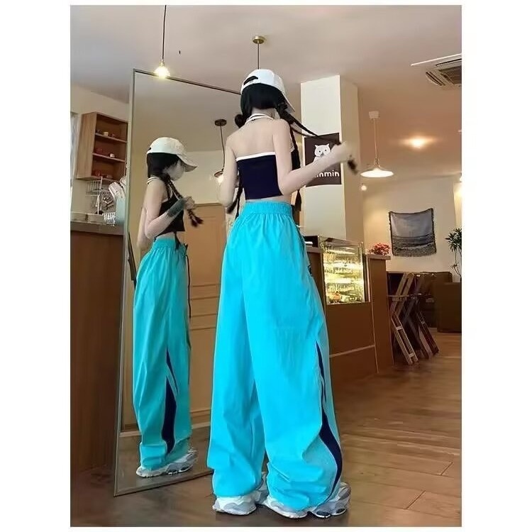 Embroidered Wide Leg Cargo Trousers Casual Tactical Workwear Style_voghion.com