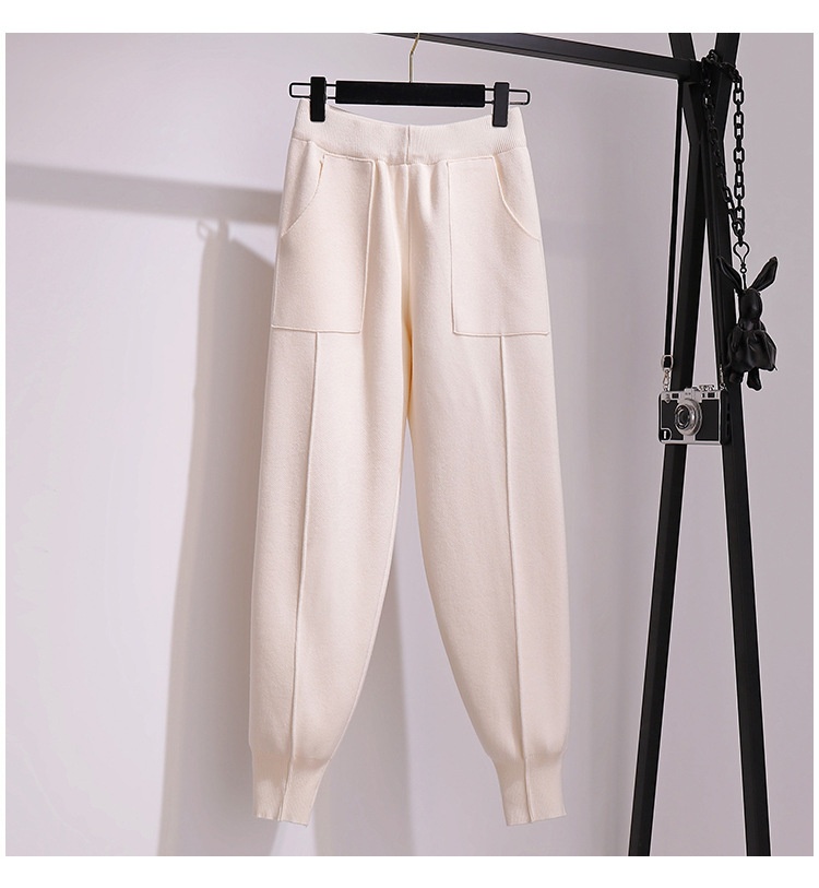 Dam harembyxor i stickat slim fit för höst och vinter_voghion.com