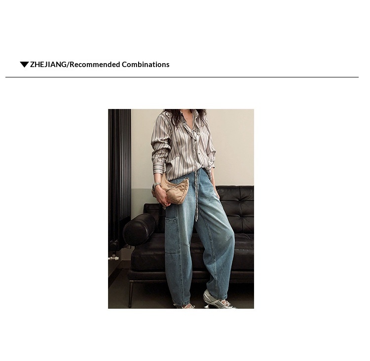 Vaqueros de mujer corte recto, estilo informal relajado_voghion.com