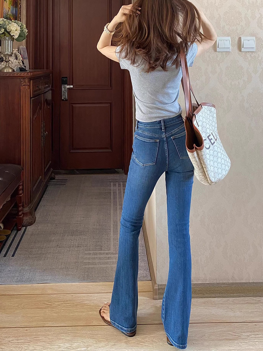 Dames slim-fit micro-flare jeans stretch broek voor dames_voghion.com