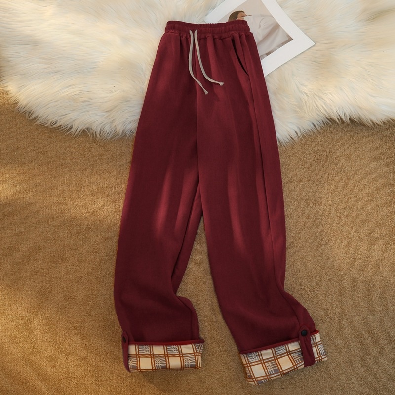 2025 Gerade geschnittene Hose, lockere, figurformende, weite, fleecegefütterte und dicke Plus-Size-Freizeithose für_voghion.com
