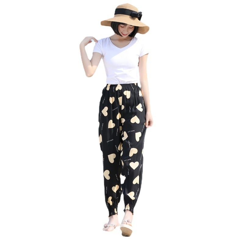 Pantalones anchos tipo farol de seda helada, holgados, deportivos, a prueba de mosquitos, cortos, de verano, informales, para la playa, que estilizan la figura._voghion.com