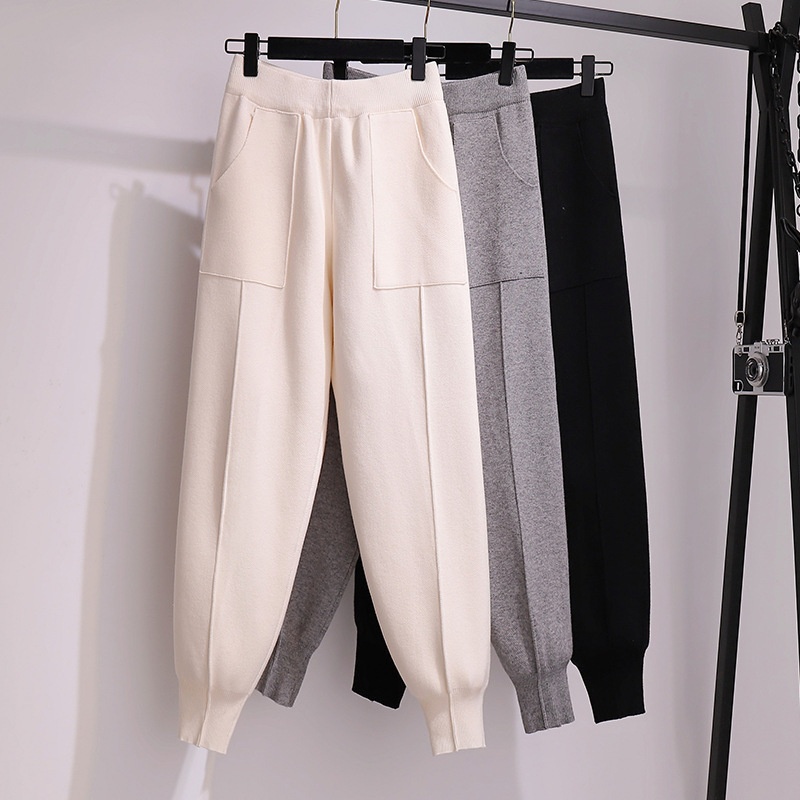 Women's Harem For Autumn And Winter, 2024 New Style, Plus-size Slim-fit Pan, Loose-fitting, Slimming, Knitted Long_voghion.com