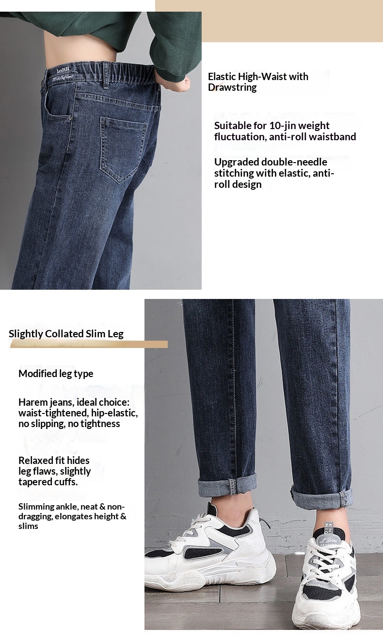 Damjeans med hög midja och raka ben i avslappnad passform_voghion.com