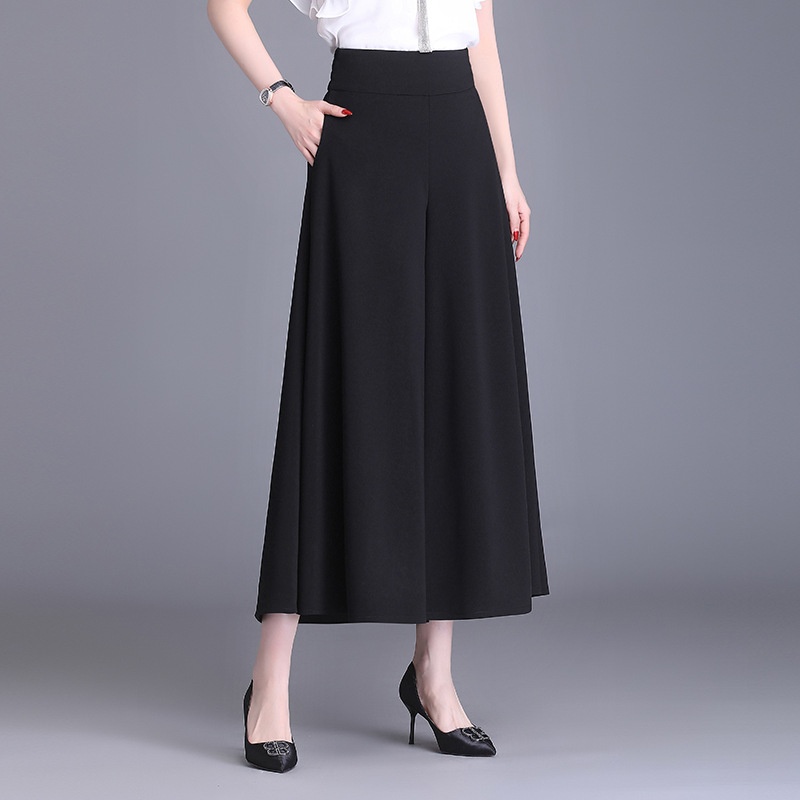 Elegant Wide-leg Skirt-p For Women, 2024 Autumn New Fashion, Loose-fitting, Slimming, High-waisted, Flared Cropped_voghion.com