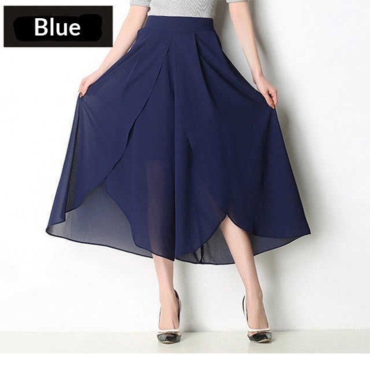 Summer Chiffon Wide-Leg For Women 2026 New High-Waisted Casual Mesh Nine-Point Skirt Pa, Thin Loose Slimming Flare_voghion.com