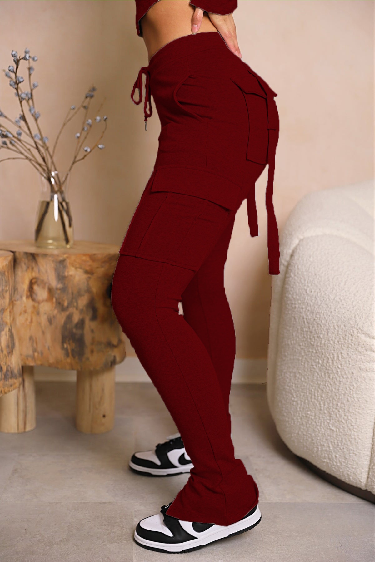 Fashionable Women's Workwear Capris With Drawstring And Slit Leg_voghion.com