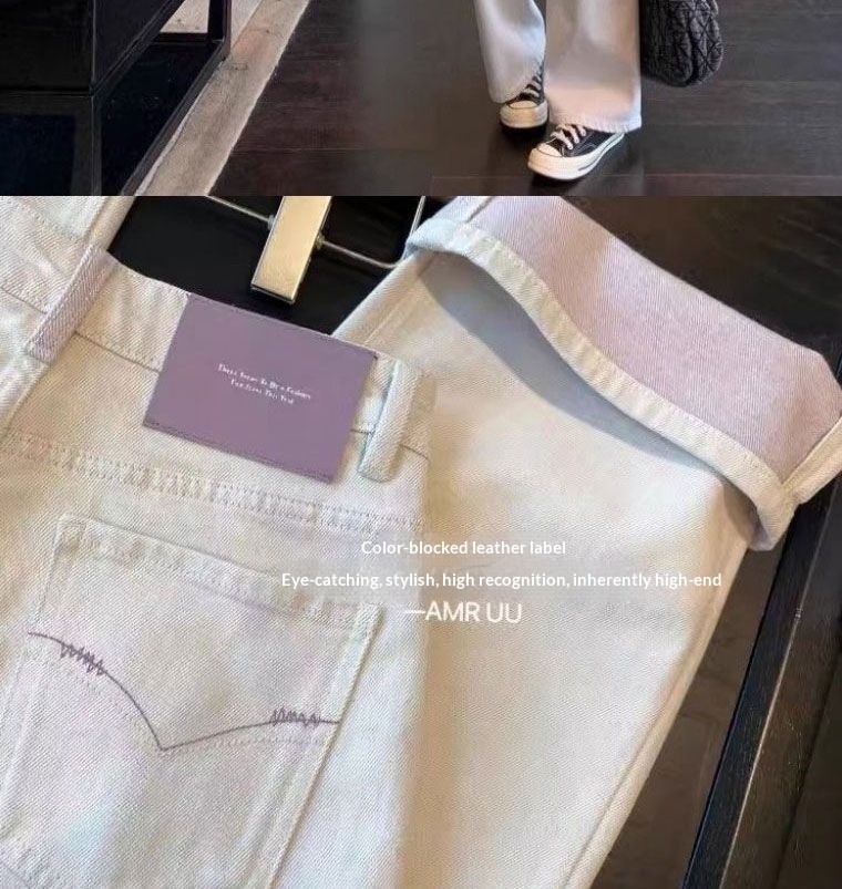 Jeans donna gamba dritta vita alta con risvolto colour blocking_voghion.com