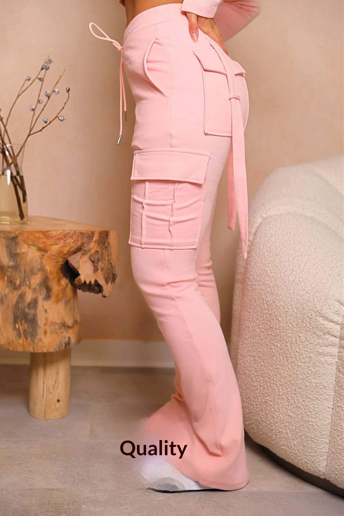 Fashionable Women's Workwear Capris With Drawstring And Slit Leg_voghion.com