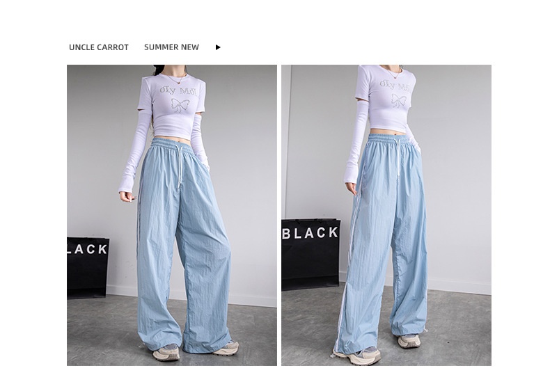 Women's Wide-leg Ice Silk Cargo Pants Casual Quick-dry Sports Trousers_voghion.com