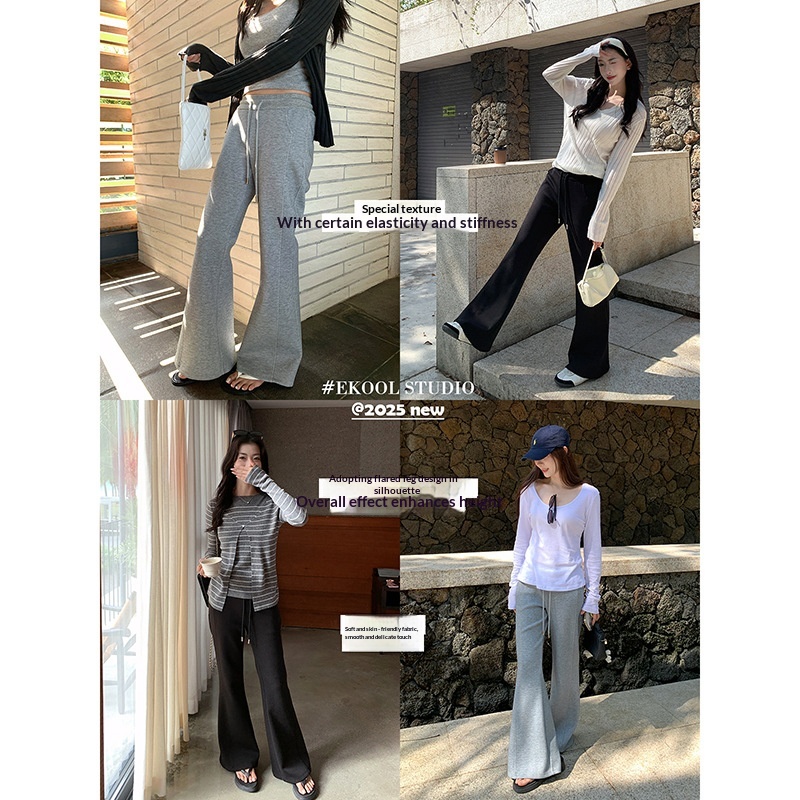 Baisiwang Einzigartiges Cartoon-Beindesign ~ Lässige Schlaghose für Damen, Frühling und Herbst, lockere Passform, figurformend, fließend_voghion.com