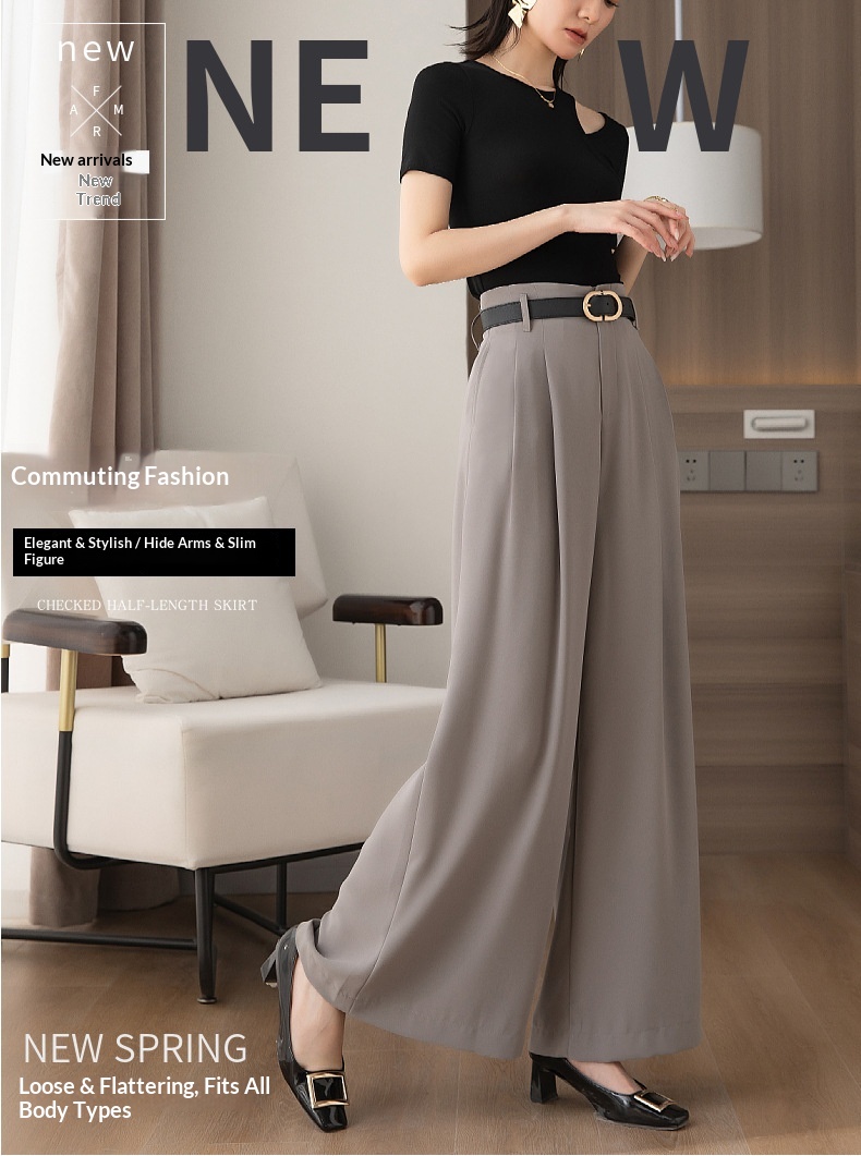Women's Wide Leg Trousers For Smart Casual Office Commuting_voghion.com