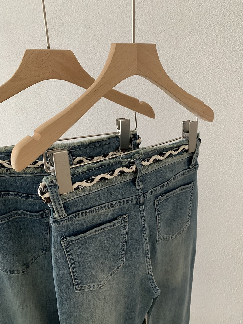 Womens Washed Raw Edge Flared Jeans High Waisted Slimming Trousers_voghion.com