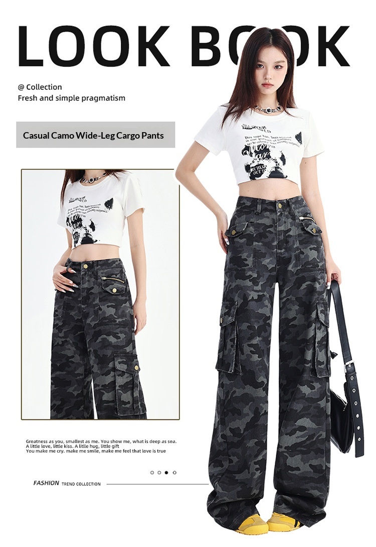 Damen Cargohose Mit Hohem Bund Und Weiter Beinform Locker_voghion.com