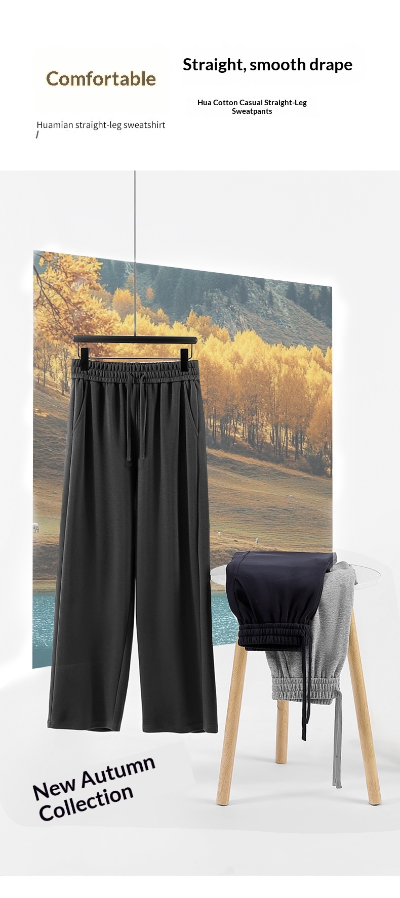 Dames wijde broek met hoge taille casual voor herfst en winter_voghion.com
