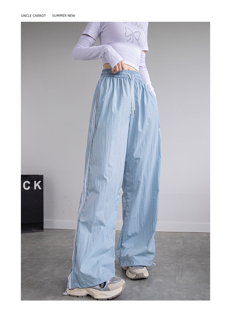 Women's Wide-leg Ice Silk Cargo Pants Casual Quick-dry Sports Trousers_voghion.com