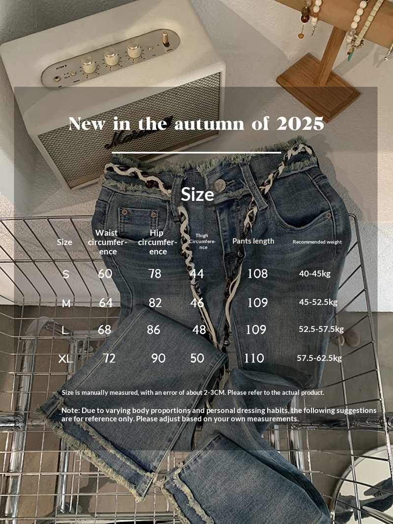 Womens Washed Raw Edge Flared Jeans High Waisted Slimming Trousers_voghion.com