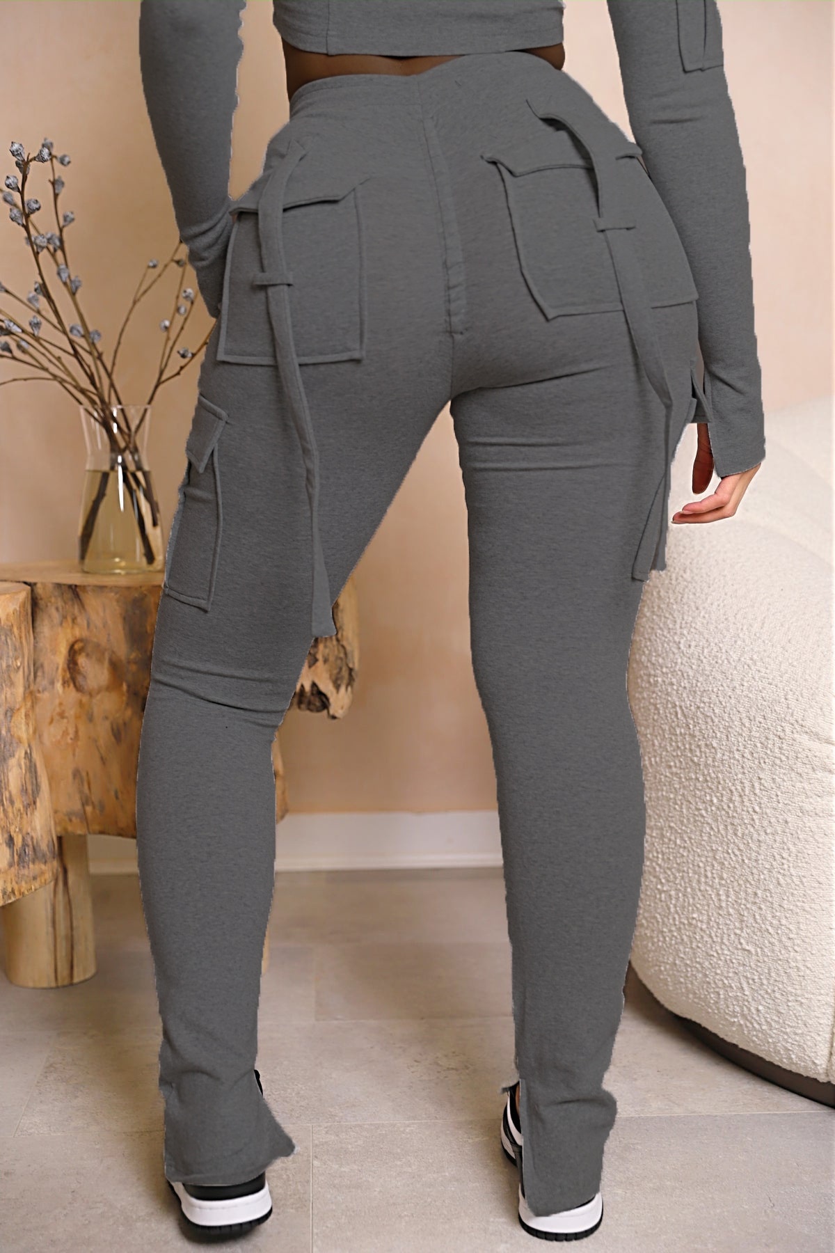 Fashionable Women's Workwear Capris With Drawstring And Slit Leg_voghion.com