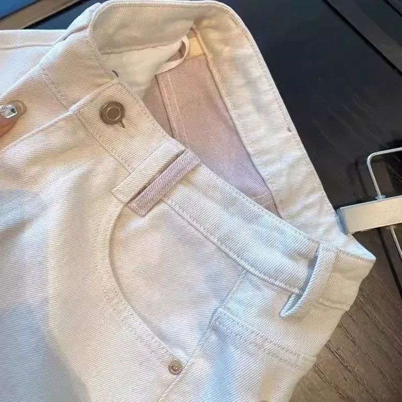 Jeans da donna a gamba dritta in stile coreano, nuovo modello 2025, color-blocking, risvolto, vita alta, vestibilità ampia,_voghion.com