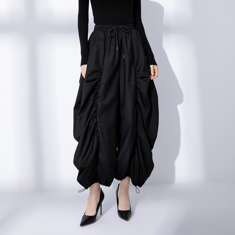 Jinyuanzhou Original Dark Gothic Yamamoto Style Patchwork Designer Casual Damen, Curved Black High-Waist Wide-Leg_voghion.com