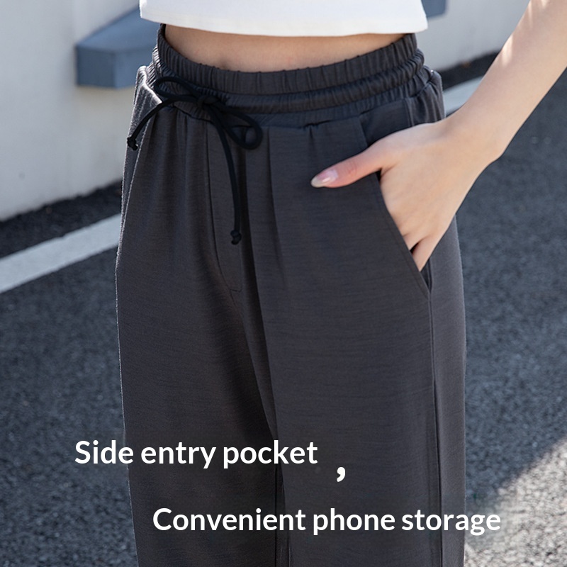 New Summer Women's Wide-Leg Anti-Mosquito Merino Wool Quick-Dry Breathable Long Flared Pants_voghion.com