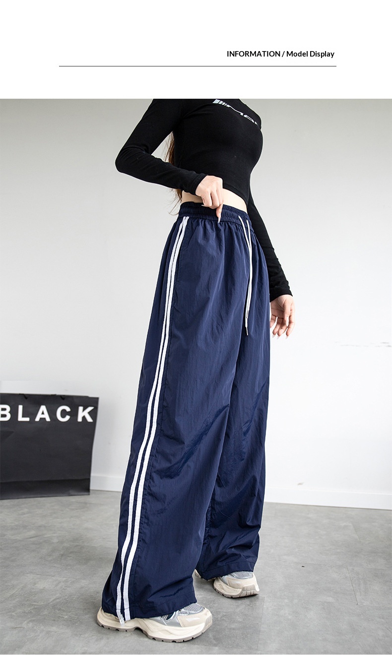 Women's Wide-leg Ice Silk Cargo Pants Casual Quick-dry Sports Trousers_voghion.com