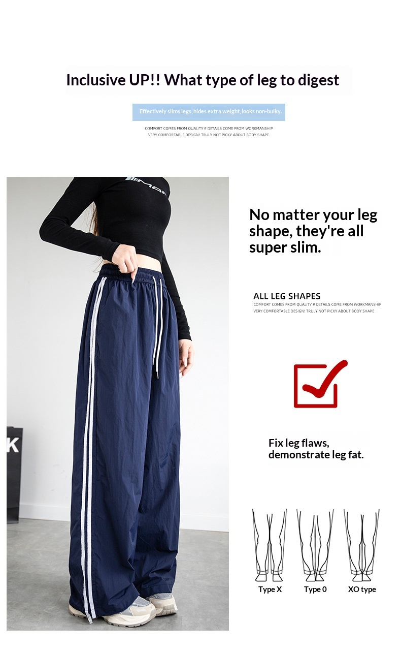 Women's Wide-leg Ice Silk Cargo Pants Casual Quick-dry Sports Trousers_voghion.com