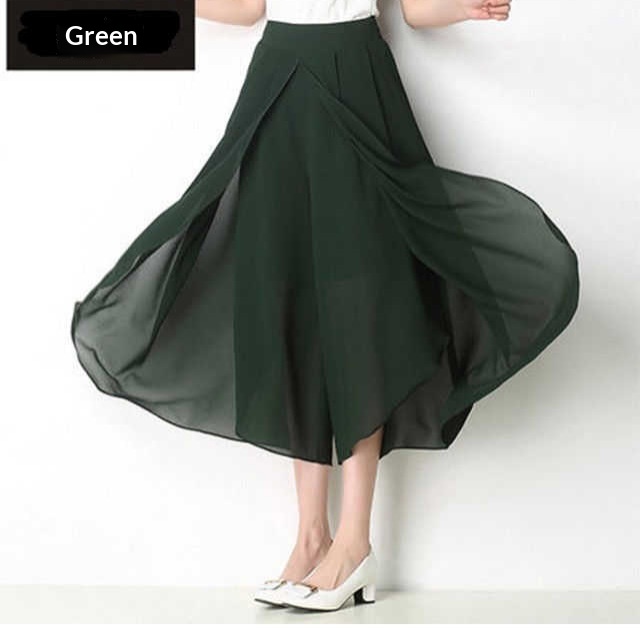 Summer Chiffon Wide-Leg For Women 2026 New High-Waisted Casual Mesh Nine-Point Skirt Pa, Thin Loose Slimming Flare_voghion.com