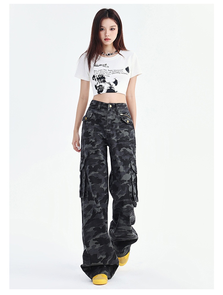 Damen Cargohose Mit Hohem Bund Und Weiter Beinform Locker_voghion.com