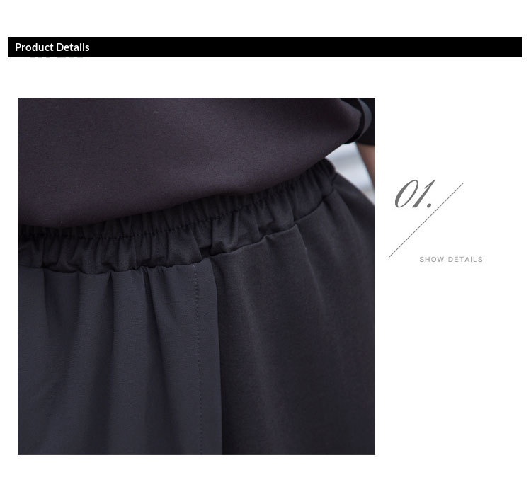 Dam capri byxor med vida ben asymmetrisk chiffon patchwork_voghion.com