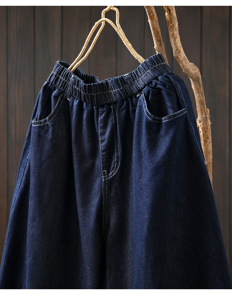 Damen Jeans Mit Elastischem Bund Lockere Passform Sommer Hose_voghion.com