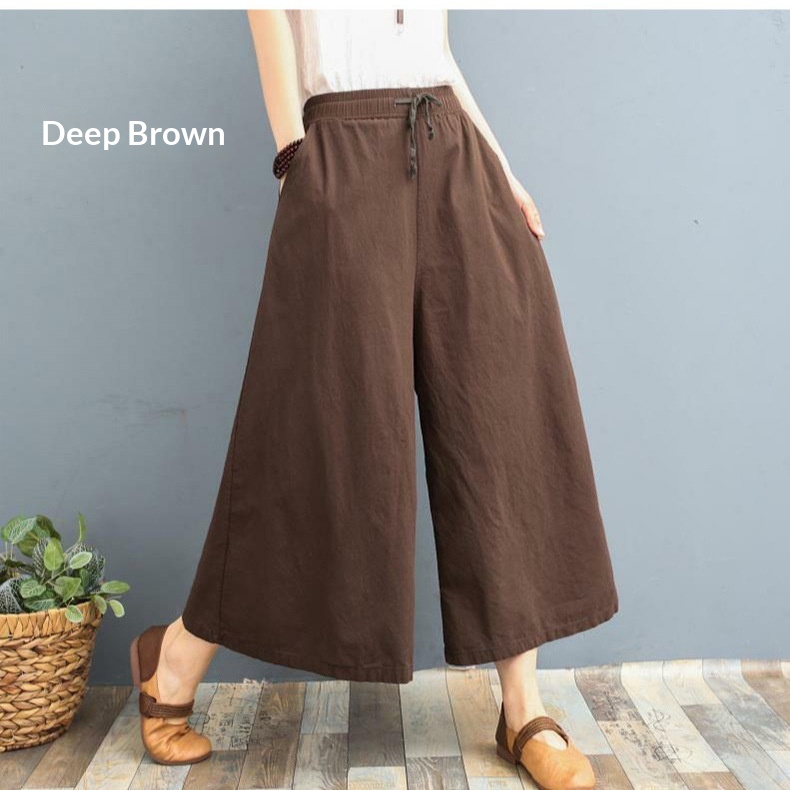 Washed Wide-leg Pan, Plus Size, New Fit, Summer Thin Style, Cotton-linen Cropped Casual Versatile Loose Cool_voghion.com