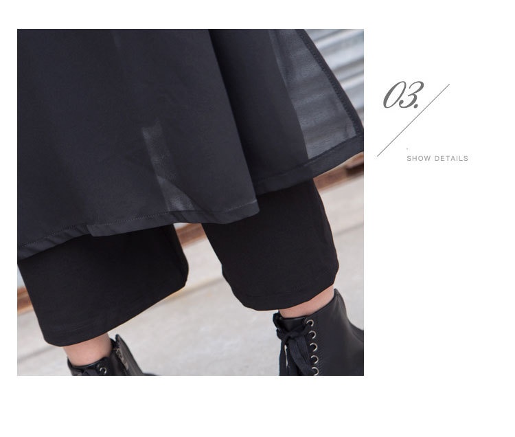 Dam capri byxor med vida ben asymmetrisk chiffon patchwork_voghion.com