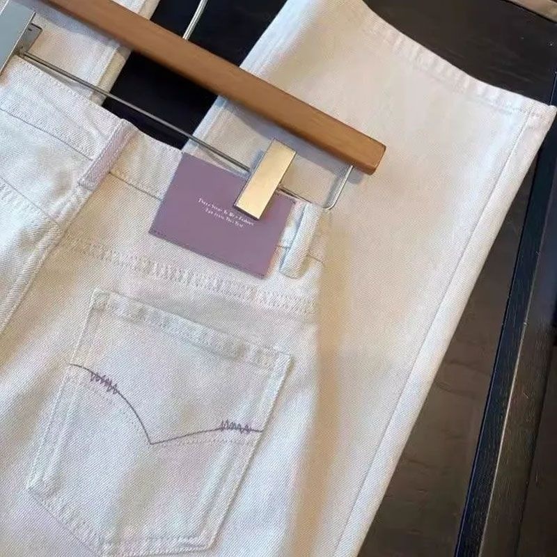 Jeans da donna a gamba dritta in stile coreano, nuovo modello 2025, color-blocking, risvolto, vita alta, vestibilità ampia,_voghion.com