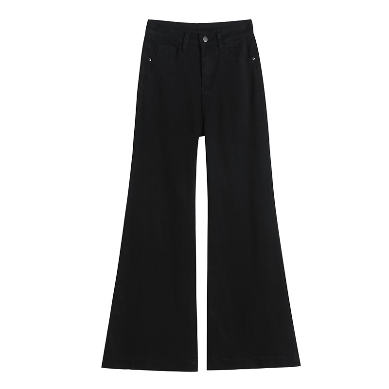2583 Fleece-lined Bell-bottom Jeans For Women, Autumn And Winter 2025 New Style, Loose Retro Design, Floor-length Pants_voghion.com