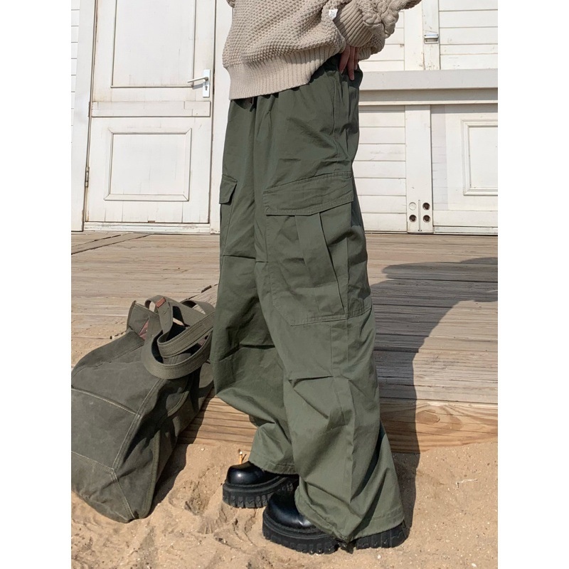 2025 Japanse retrostijl cargobroek met diagonale zakken en plooien, geschikt voor dames en heren, casual broek voor de herfst en winter._voghion.com
