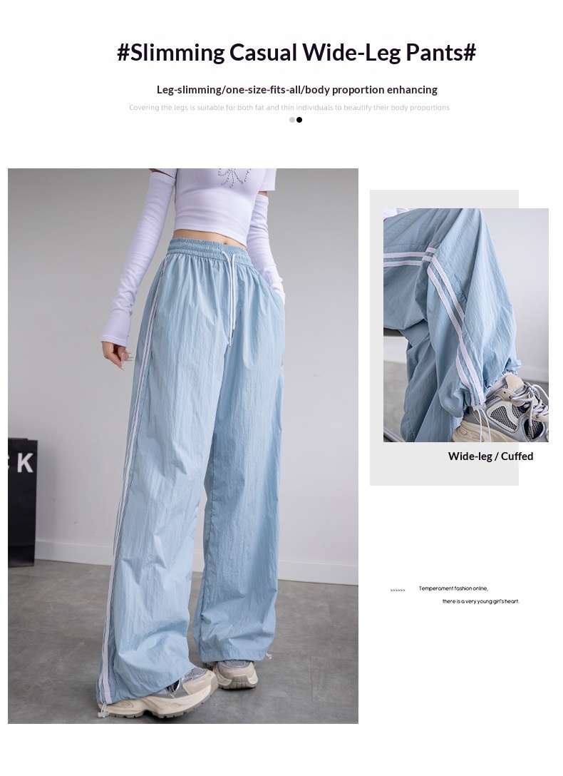 Women's Wide-leg Ice Silk Cargo Pants Casual Quick-dry Sports Trousers_voghion.com
