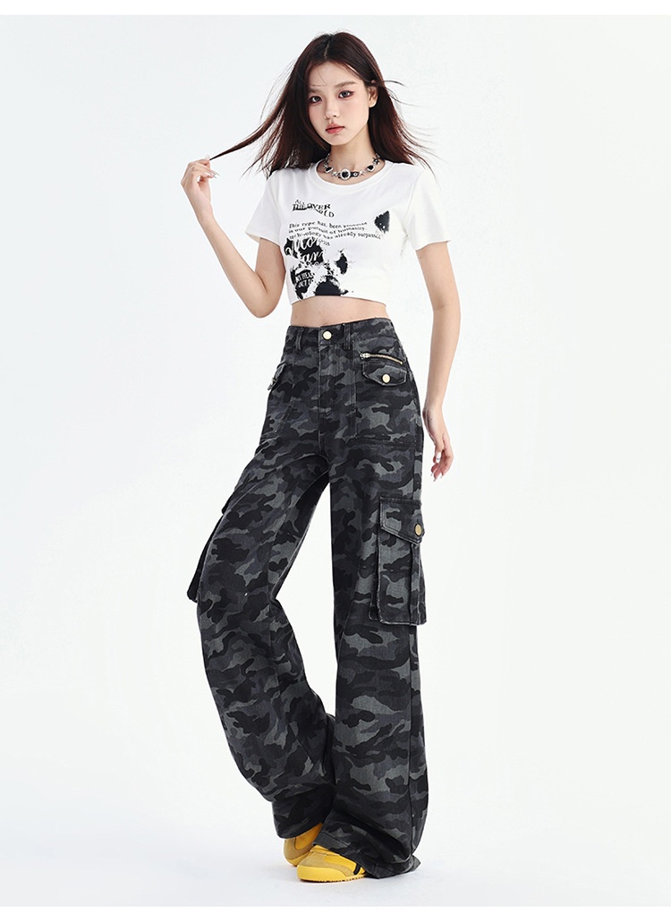 Damen Cargohose Mit Hohem Bund Und Weiter Beinform Locker_voghion.com