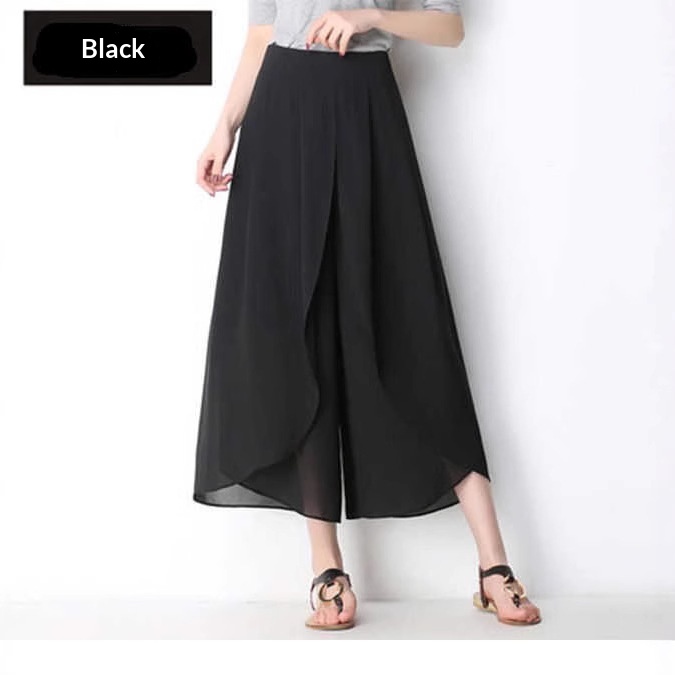 Summer Chiffon Wide-Leg For Women 2026 New High-Waisted Casual Mesh Nine-Point Skirt Pa, Thin Loose Slimming Flare_voghion.com