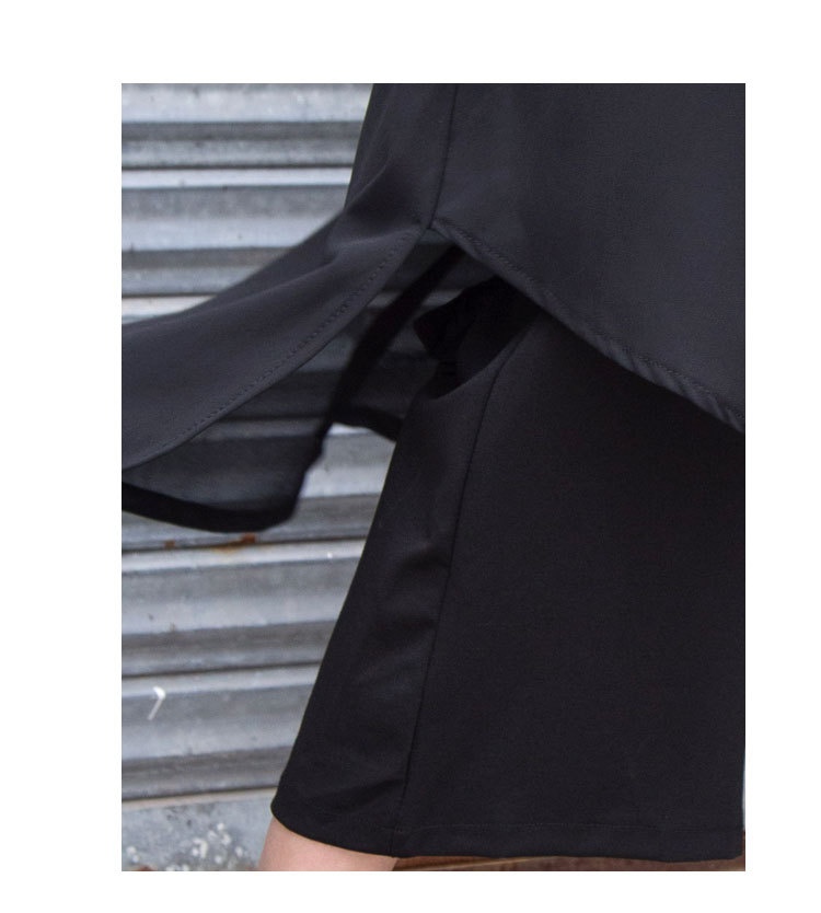 Dam capri byxor med vida ben asymmetrisk chiffon patchwork_voghion.com