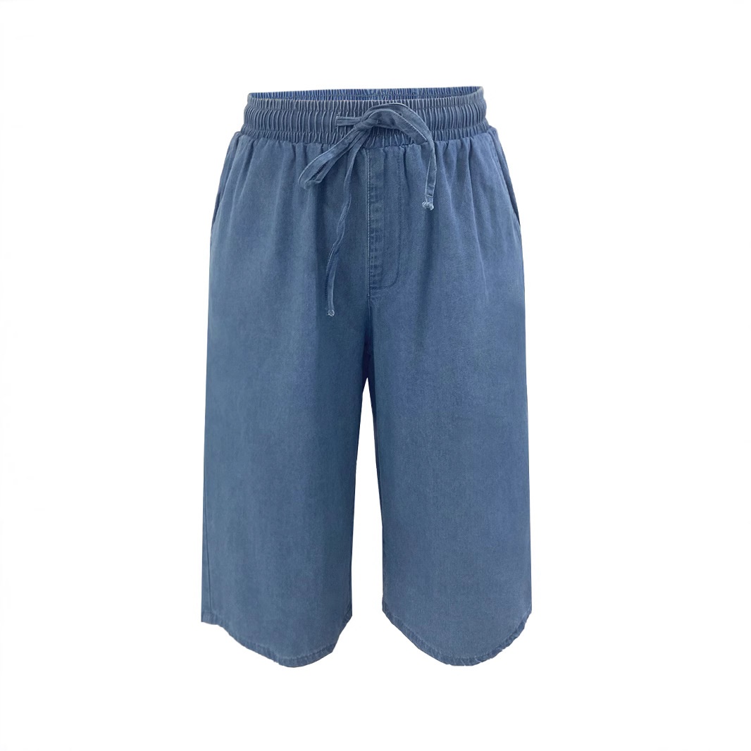 Más vendidos en tiendas europeas y americanas: Shorts de mezclilla Tencel para mujer, nuevo estilo casual de verano, corte holgado, tallas grandes,_voghion.com