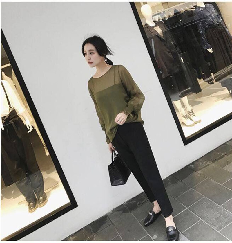 Pantaloni capri donna stile coreano gamba dritta casual_voghion.com