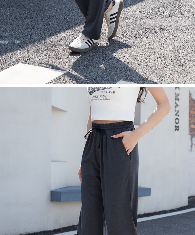 Women's Wide Leg Breathable Merino Wool Flared Pants Summer_voghion.com