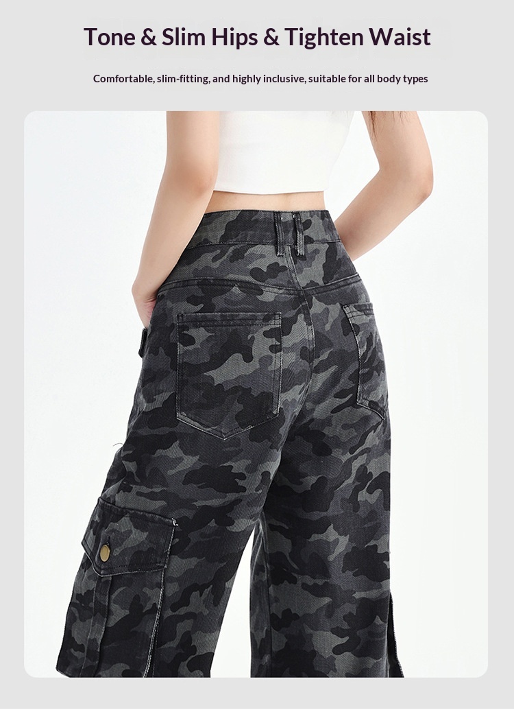 Damen Cargohose Mit Hohem Bund Und Weiter Beinform Locker_voghion.com