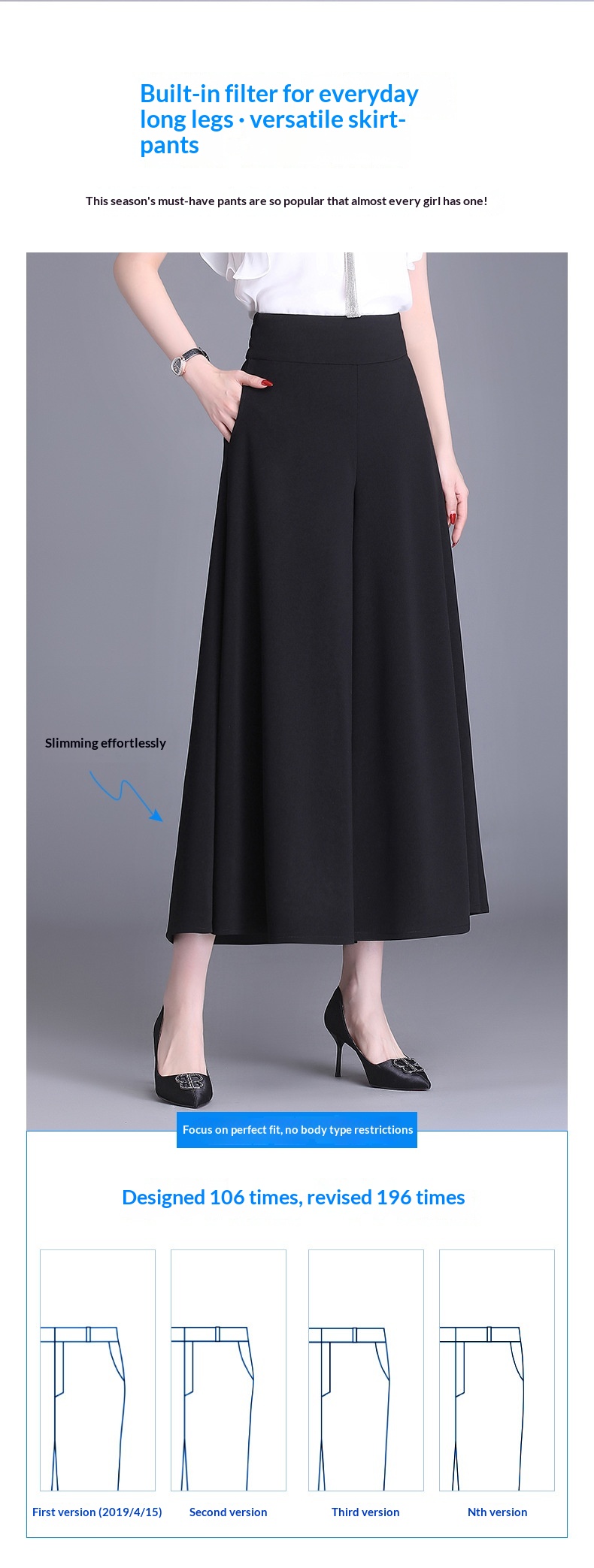 Dam capri byxor hög midja vida eleganta höstiga flared byxor_voghion.com