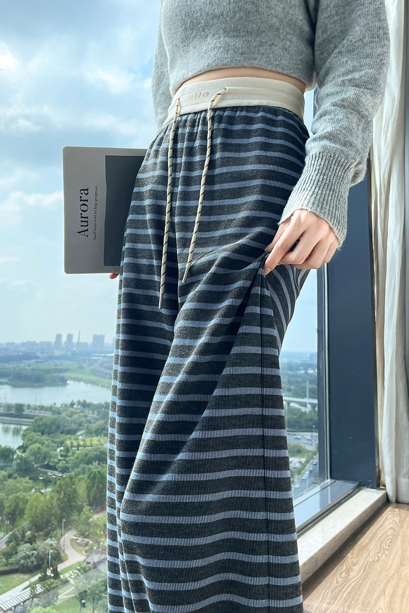 Damen Weithosen Gestreift In Lockerer Passform Für Den Herbst_voghion.com