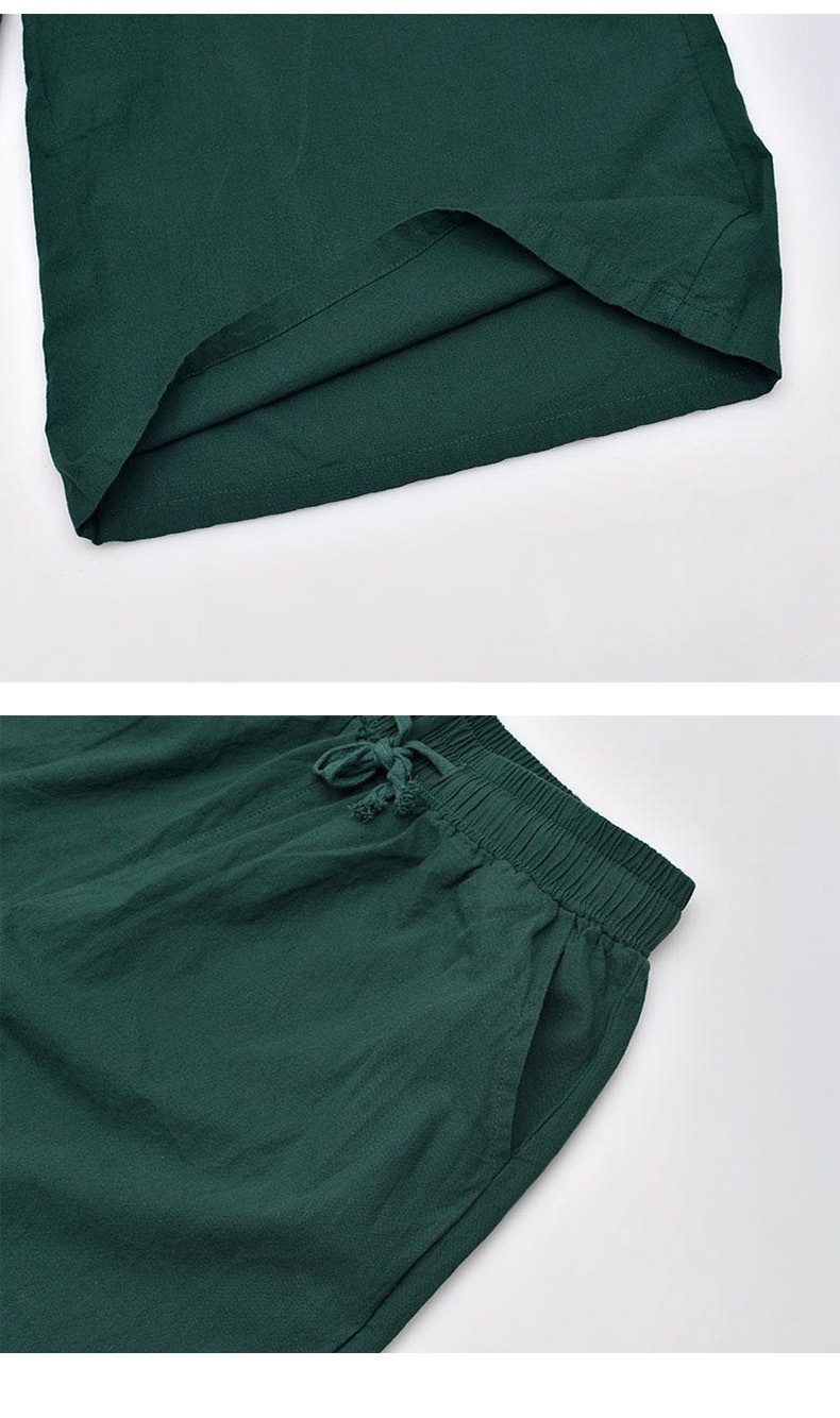 Women's Wide Leg Cotton Linen Cropped Capris Casual Summer Pants_voghion.com