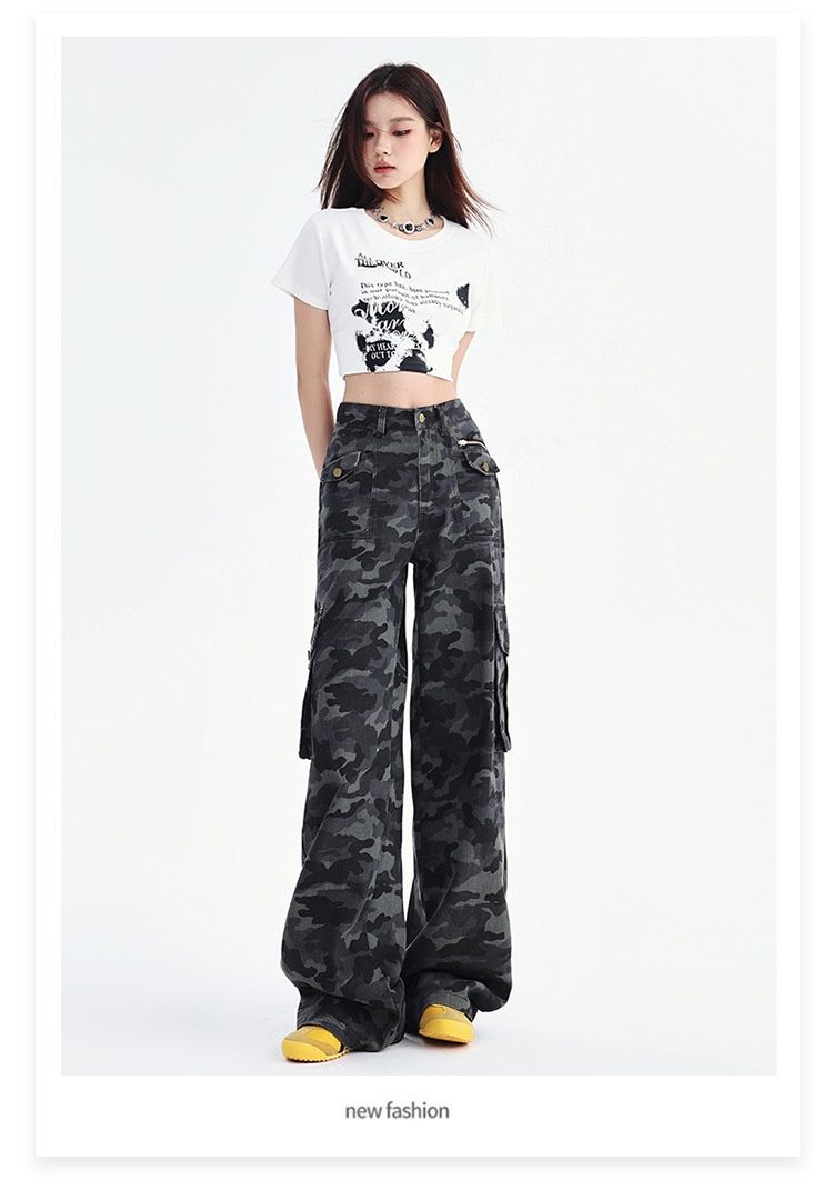 Damen Cargohose Mit Hohem Bund Und Weiter Beinform Locker_voghion.com
