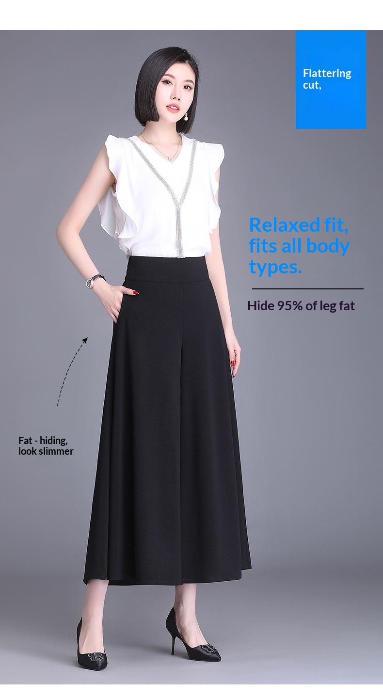 Dam capri byxor hög midja vida eleganta höstiga flared byxor_voghion.com